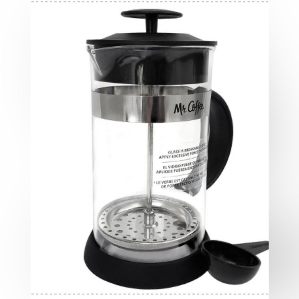 Mr. Coffee 32 Ounce Cafe Oasis Quart Glass Body French Press Coffee Maker